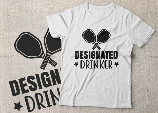 Designated drinker, Pickleball Designs, Pickleball T-shirt vector, Typography T-shirt Design Typography T-shirt Design Cut File for Crafters SVG Dinvect 