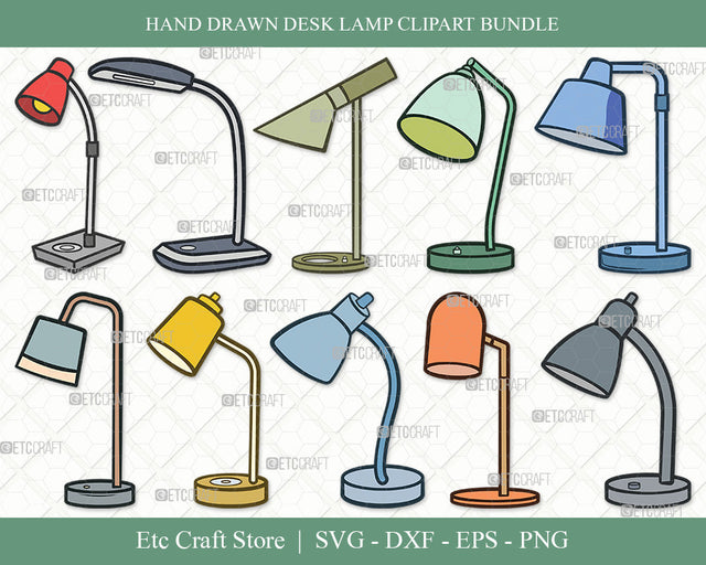 Desk Lamp Clipart SVG Cut File | Table Lamp Svg | Lamp Svg | Reading Lamp Svg | Architect Lamp Svg | Swing Arm Lamp Svg | Desk Lamp Svg Bundle SVG ETC Craft 