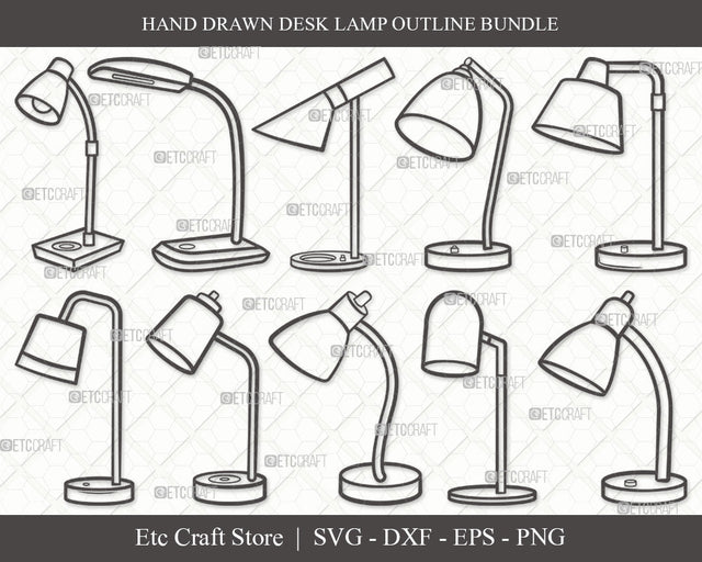 Desk Lamp Outline SVG Cut File | Table Lamp Svg | Lamp Svg | Reading Lamp Svg | Architect Lamp Svg | Swing Arm Lamp Svg | Desk Lamp Svg Bundle SVG ETC Craft 
