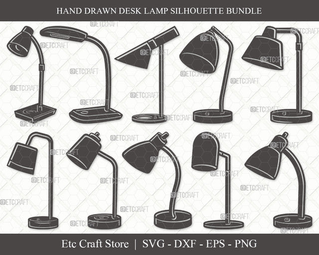 Desk Lamp Silhouette SVG Cut File | Table Lamp Svg | Lamp Svg | Reading Lamp Svg | Architect Lamp Svg | Swing Arm Lamp Svg | Desk Lamp Svg Bundle SVG ETC Craft 