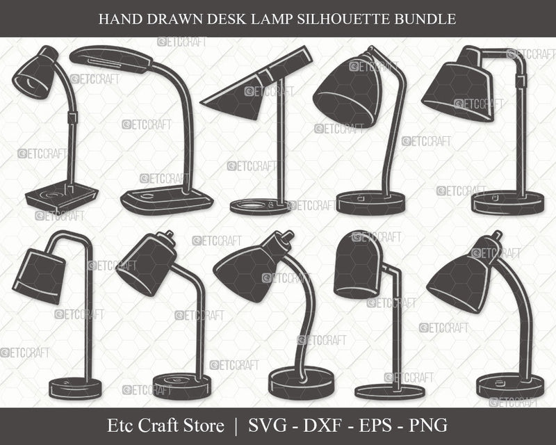 Desk Lamp Silhouette SVG Cut File | Table Lamp Svg | Lamp Svg | Reading Lamp Svg | Architect Lamp Svg | Swing Arm Lamp Svg | Desk Lamp Svg Bundle SVG ETC Craft 