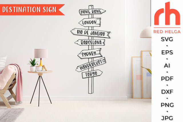 Destination Sign SVG - Direction Sign Cut File SVG RedHelgaArt 