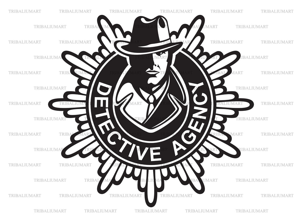 Detective agency badge. Cut files for Cricut. Clip Art silhouettes (eps ...