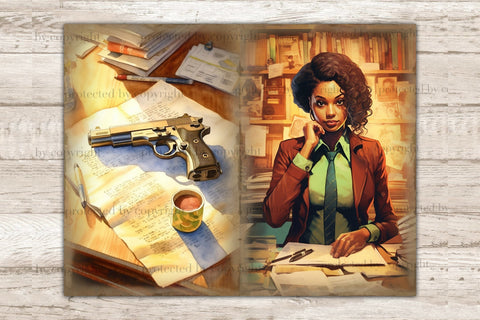 Detective Collage Sheet | Black Woman Junk Journal Paper SVG GlamArtZhanna 