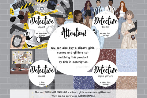 Detective Digital Paper | Investigation Pattern Digital Pattern GlamArtZhanna 