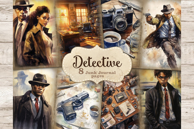 Detective Junk Journal Kit | True Crime Collage Sheets SVG GlamArtZhanna 