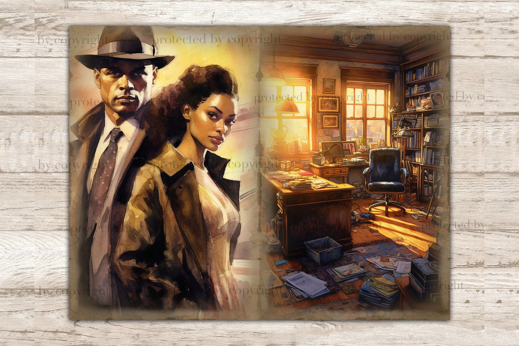 Detective Junk Journal Kit | True Crime Collage Sheets - So Fontsy