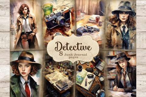 Detective Junk Journal Pages | Woman Ephemera SVG GlamArtZhanna 