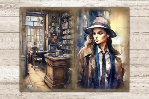 Detective Junk Journal Pages | Woman Ephemera SVG GlamArtZhanna 