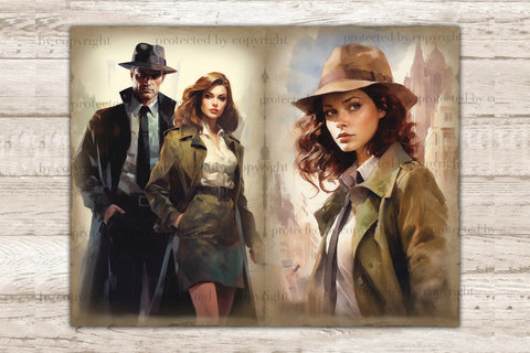 Detective Junk Journal Pages | Woman Ephemera SVG GlamArtZhanna 