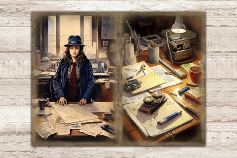 Detective Junk Journal Pages | Woman Ephemera SVG GlamArtZhanna 