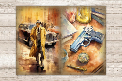 Detective Junk Journal Paper | Crime Picture Collage SVG GlamArtZhanna 