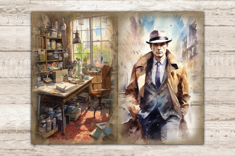 Detective Junk Journal Paper | Crime Picture Collage SVG GlamArtZhanna 