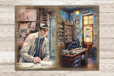 Detective Junk Journal Paper | Crime Picture Collage SVG GlamArtZhanna 