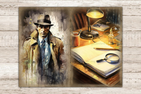 Detective Junk Journal Paper | Crime Picture Collage SVG GlamArtZhanna 