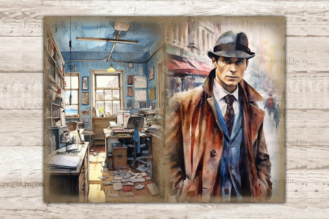 Detective Junk Journal Paper | Crime Picture Collage SVG GlamArtZhanna 