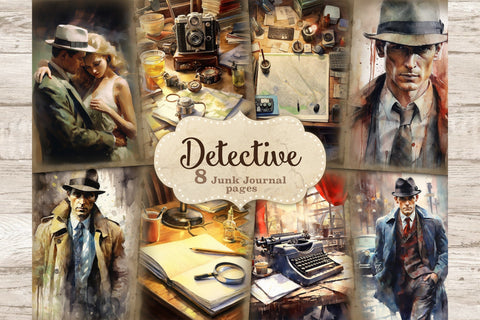 Detective Junk Journal Paper | Crime Picture Collage SVG GlamArtZhanna 