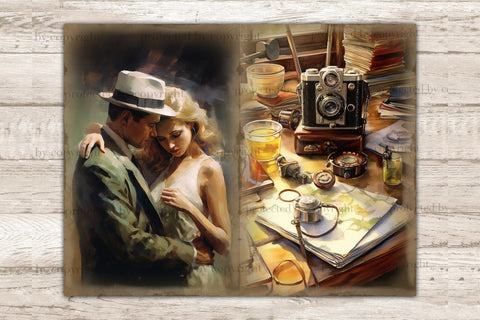 Detective Junk Journal Paper | Crime Picture Collage SVG GlamArtZhanna 