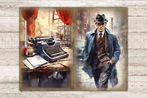 Detective Junk Journal Paper | Crime Picture Collage SVG GlamArtZhanna 