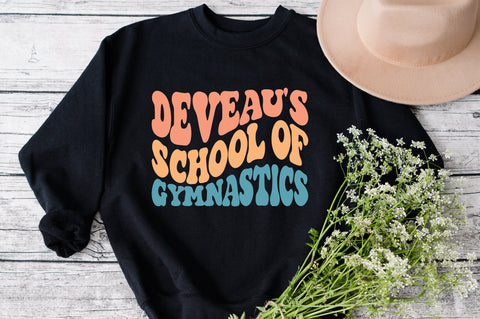 Deveau's School Of Gymnastics svg, wavy Groovy svg, style Stacked svg, EPS PNG Cricut Instant Download SVG Fauz 