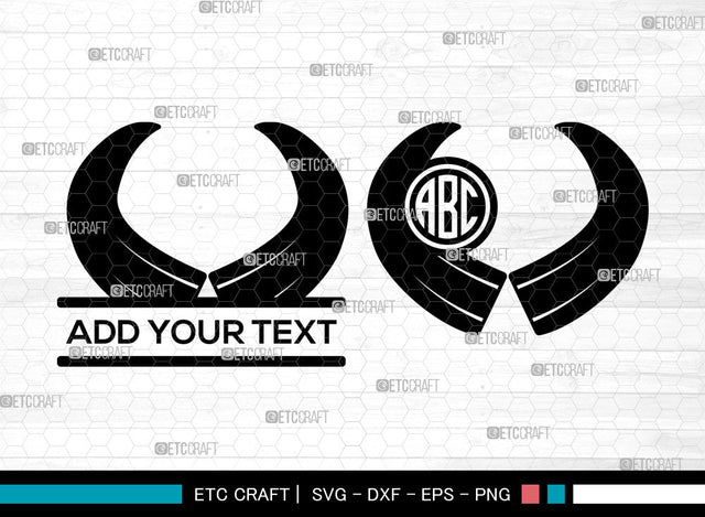 Devil Horn Monogram SVG, Split Monogram Svg, Devil Tail Svg, Halloween Svg, Bat Svg, Devil Horn Icon Svg, Devil Horn SVG ETC Craft 