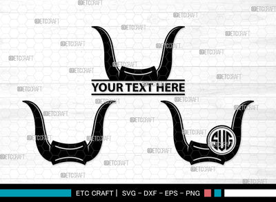 Devil Horns Monogram SVG | Devil Tail Svg | Halloween Svg | Bat Svg | Devil Horn and Tail Clipart SVG ETC Craft 