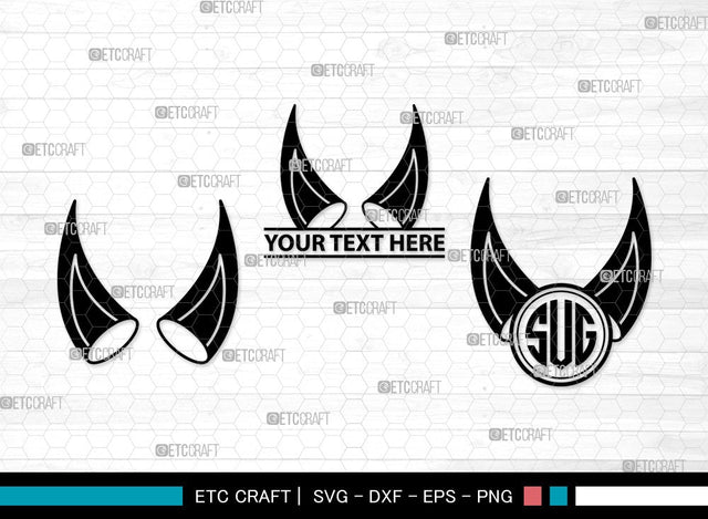 Devil Horns Monogram SVG | Devil Tail Svg | Halloween Svg | Bat Svg | Devil Horn and Tail Clipart SVG ETC Craft 