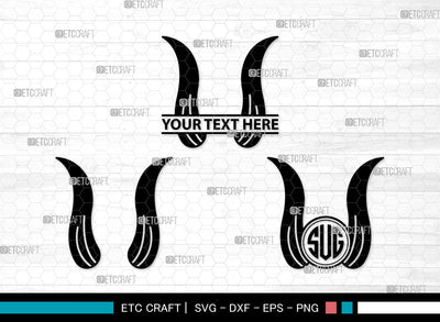 Devil Horns Monogram SVG | Devil Tail Svg | Halloween Svg | Bat Svg | Devil Horn and Tail Clipart SVG ETC Craft 