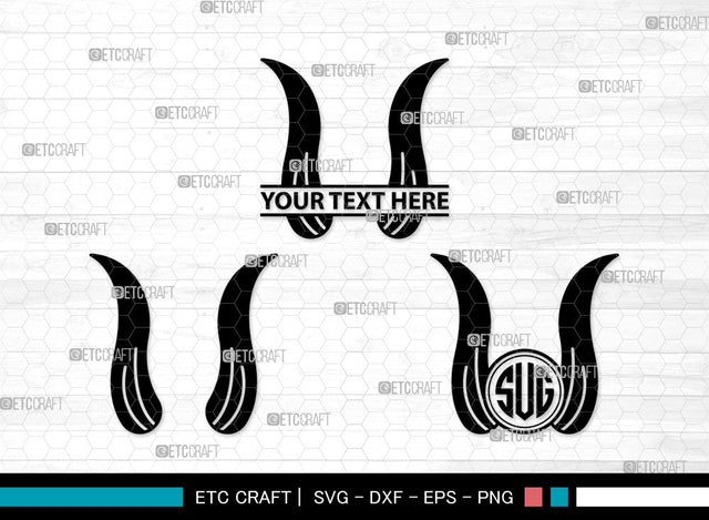 Devil Horns Monogram SVG | Devil Tail Svg | Halloween Svg | Bat Svg | Devil Horn and Tail Clipart SVG ETC Craft 
