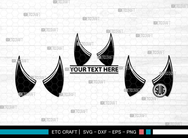 Devil Horns Monogram SVG | Devil Tail Svg | Halloween Svg | Bat Svg | Devil Horn and Tail Clipart SVG ETC Craft 