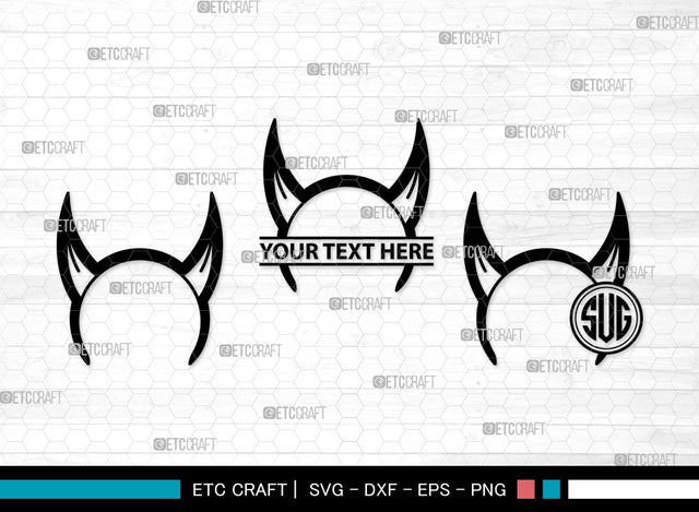 Devil Horns Monogram SVG | Devil Tail Svg | Halloween Svg | Bat Svg | Devil Horn and Tail Clipart SVG ETC Craft 
