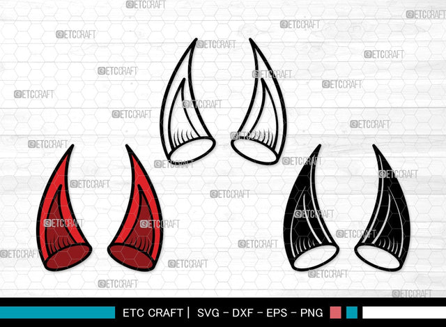 Devil Horns SVG | Devil Tail Svg | Halloween Svg | Bat Svg | Devil Horn and Tail Clipart SVG ETC Craft 