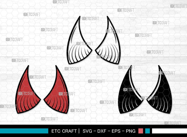 Devil Horns SVG | Devil Tail Svg | Halloween Svg | Bat Svg | Devil Horn and Tail Clipart SVG ETC Craft 