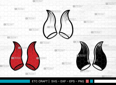 Devil Horns SVG | Devil Tail Svg | Halloween Svg | Bat Svg | Devil Horn and Tail Clipart SVG ETC Craft 