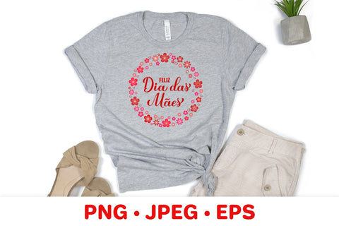 Dia das Maes. Happy Mothers Day in Portuguese round sign Sublimation LaBelezoka 