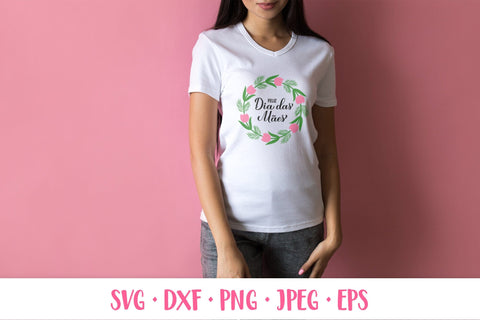 Dia das Maes. Happy Mothers Day in Portuguese round sign SVG SVG LaBelezoka 