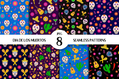 Dia De Los Muertos Seamless Patterns. Mexican Digital Paper Digital Pattern LaBelezoka 