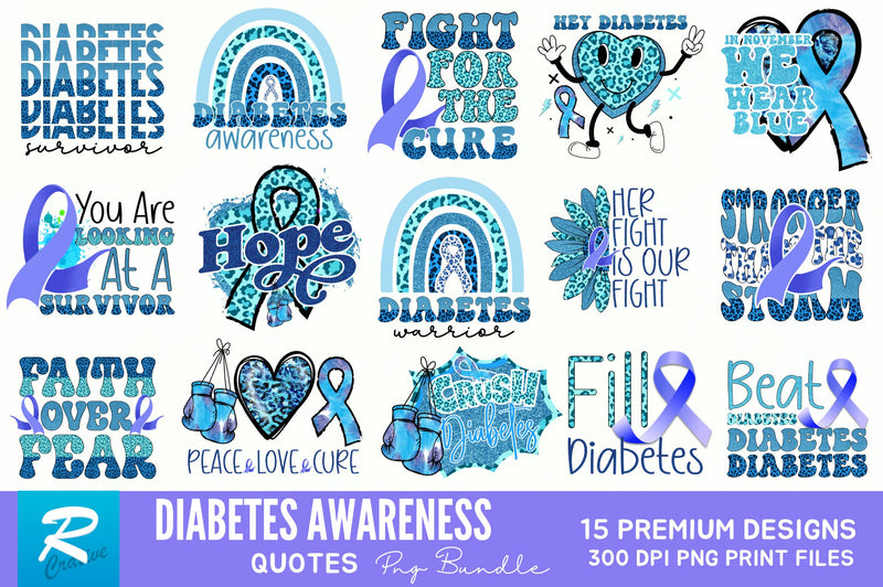 Diabetes Awareness Sublimation Bundle Sublimation Regulrcrative 
