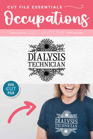 Dialysis Technician svg with split flower frame SVG SVG Cut File 