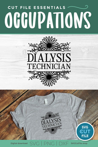 Dialysis Technician svg with split flower frame SVG SVG Cut File 