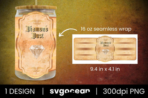 Diamond Dust Can Glass PNG Sublimation SvgOcean 