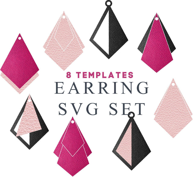 Diamond Earring SVG Templates | Set of 8 SVG Designs SVG So Fontsy Design Shop