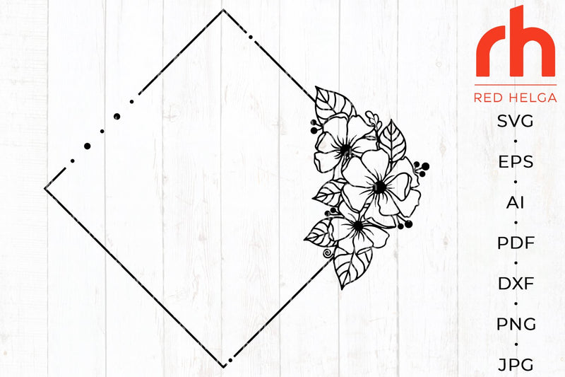 Diamond flower frame svg - Diamond floral frame svg - Cosmos flower frame svg SVG RedHelgaArt 