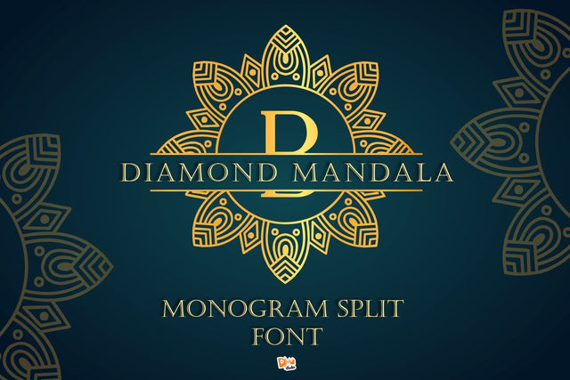 Diamond Mandala Monogram Font Dm Letter Studio 
