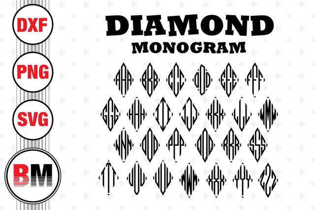 Diamond Monogram Font SVG, PNG, DXF Files SVG BMDesign 