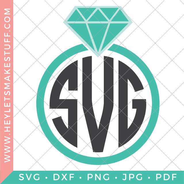 Diamond Ring Monogram SVG Hey Let's Make Stuff 