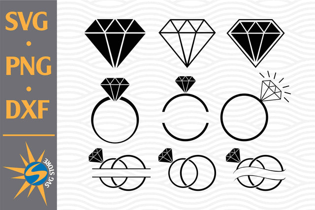 Diamond, Ring Wedding SVG, PNG, DXF Digital Files Include SVG SVGStoreShop 