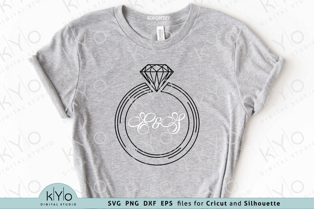 Diamond Wedding Ring Monogram Svg Png Dxf Files SVG kYo Digital Studio 