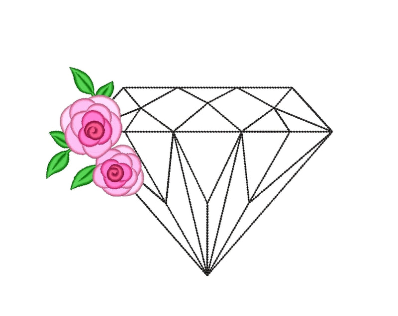 Diamond with Flowers Embroidery Design, 4 sizes, Instant Download Embroidery/Applique DESIGNS Nino Nadaraia 