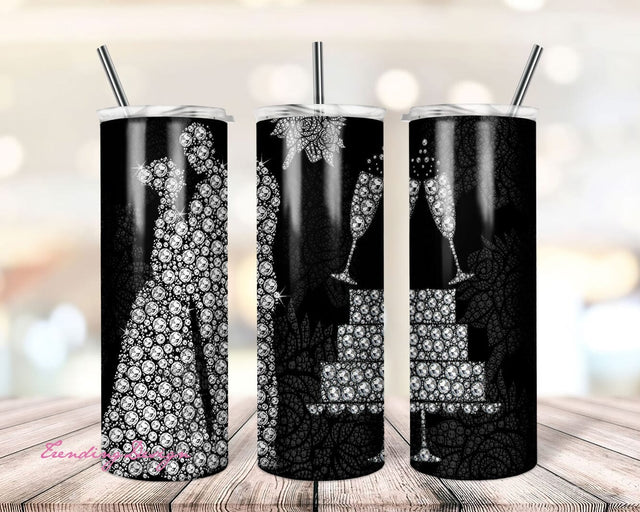 Diamonds and lace elegant wedding day tumbler wrap/tumbler designs/sublimation/digital download Sublimation TrendingDesign 